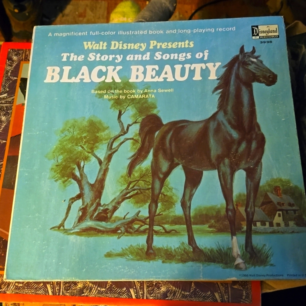 Vintage 1966 Black Beauty Vinyl LP Record Album + Book Inside Walt Disney
